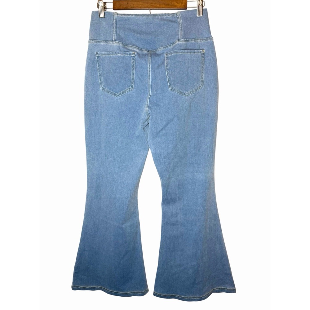 Halara Flex Crossover V-Waist Flare Jeans Light Wash High Rise Bell Bottom Large - Picture 9 of 10
